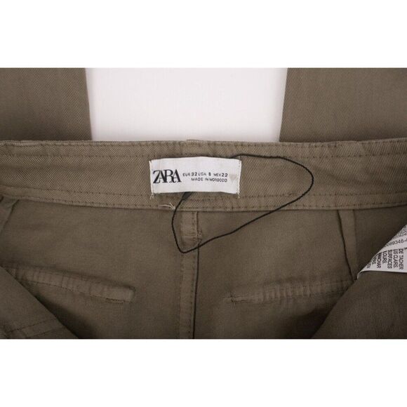 Zara Womens High Rise Canvas Cargo Pants Straight Leg US 0 EU 32 6929/465 NWOT - Picture 7 of 7